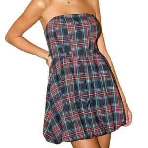 Black Plaid Holiday Bubble dress